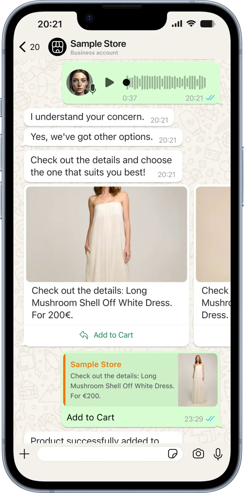 Choose step in a WhatsApp buying journey
